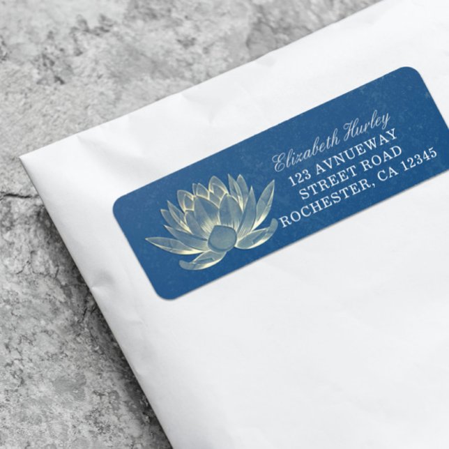 YOGA Meditation Reiki-instruktör Blue & Guld Lotus Returadress Etikett (Skapare uppladdad)