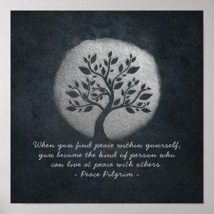 Yoga Meditation Reiki-instruktor Silver Träd-citat Poster