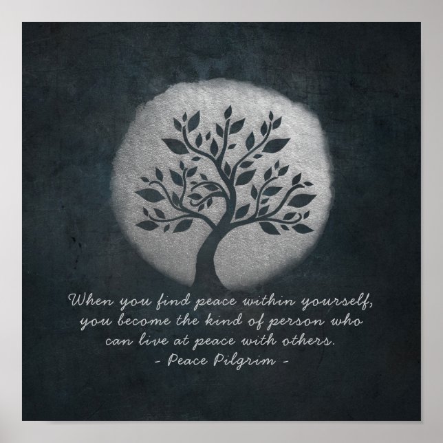 Yoga Meditation Reiki-instruktor Silver Träd-citat Poster (Framsidan)