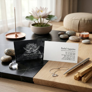 YOGA Meditation Reiki Instruktör Svart Vit Lotus Visitkort