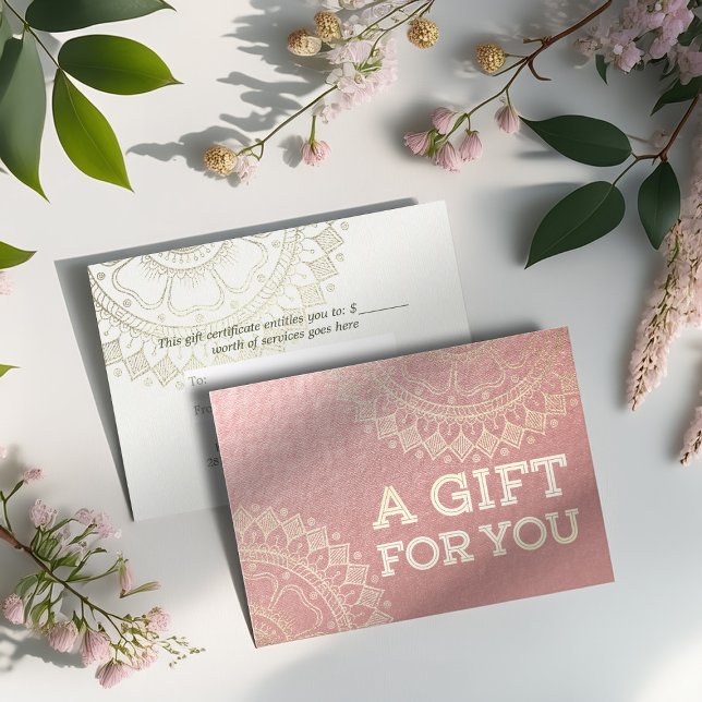 Yoga Meditation Rosa Gold Foil Mandala Rabattkort (Skapare uppladdad)