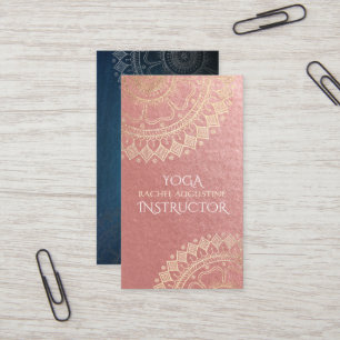 Yoga Meditation Rosa Gold Foil Mandala Visitkort