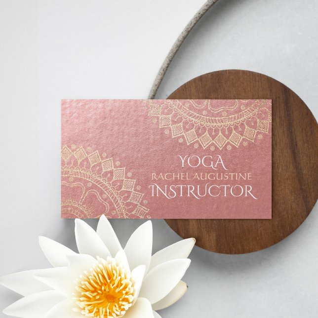 Yoga Meditation Rosa Gold Foil Mandala Visitkort (Skapare uppladdad)