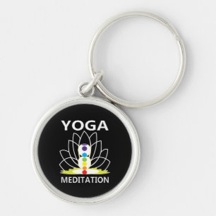 Yoga Meditation Rund Silverfärgad Nyckelring