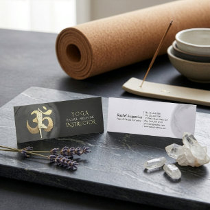 Yoga meditation ställning OM-symbol Modern svart & Mini Visitkort