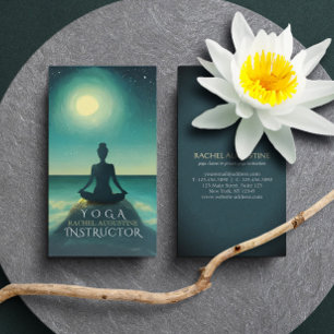 Yoga meditation ställning på sten Fullmåne Stjärno Visitkort