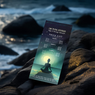 Yoga Meditation Stellning på Rock Moon Stars Prisl Reklamkort