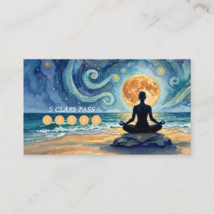 Yoga Meditation Stjärnklar Natt Himmel Måne 5 Klas Lojalitetskort