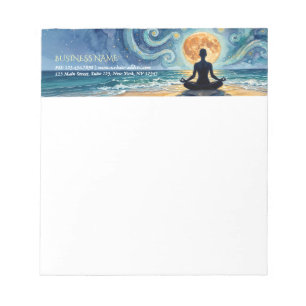 Yoga Meditation Stjärnklar Natt Himmel Måne Ocean Anteckningsblock