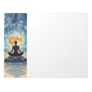 Yoga Meditation Stjärnklar Natt Himmel Måne Ocean Anteckningsblock
