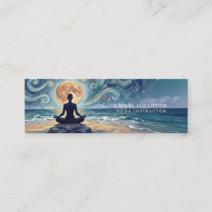 Yoga Meditation Stjärnklar Natt Himmel Måne Ocean Mini Visitkort
