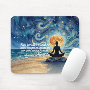 Yoga Meditation Stjärnklar Natt Himmel Måne Ocean Musmatta