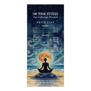 Yoga Meditation Stjärnklar Natt Himmel Måne Prisli Reklamkort