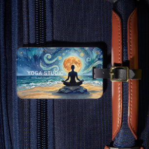 Yoga Meditation Stjärnklar Natthimmel Måne Ocean S Bagagebricka