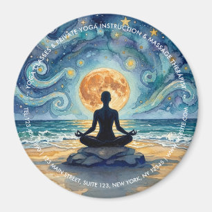 Yoga Meditation Stjärnklar Natthimmel Måne Ocean S Magnet