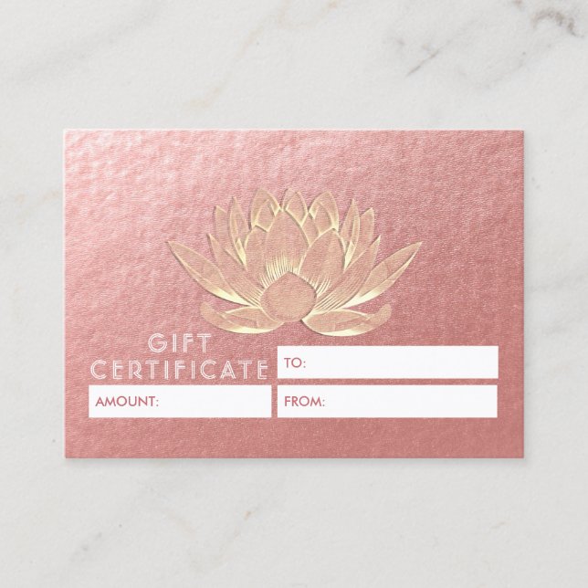 YOGA Meditation Studio Gift Certificate Guld Lotus Rabattkort (Framsida)