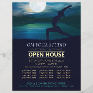 Yoga Meditation Teacher Måne Salutation Open House Reklamblad