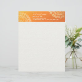 Yoga Meditation Teacher Modern Orange Guld Mandala Brevhuvud