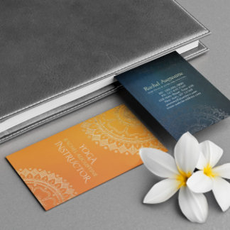 Yoga Meditation Teacher Modern Orange Guld Mandala Visitkort
