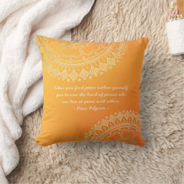 Yoga Meditation Teacher Orange Guld Mandala citat Kudde