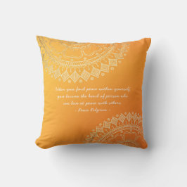 Yoga Meditation Teacher Orange Guld Mandala citat Kudde