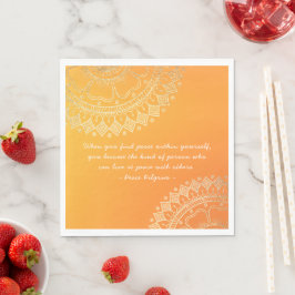 Yoga Meditation Teacher Orange Guld Mandala citat Pappersservett