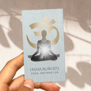 Yoga & Meditation Teacher Snyggt Faux Linen Visitkort