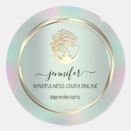 Yoga Meditation Therapist Couch Holograph Mint Runt Klistermärke