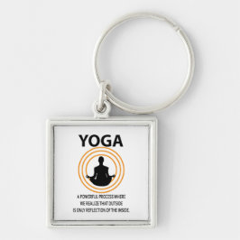 Yoga Meditation Yoga Fyrkantig Silverfärgad Nyckelring
