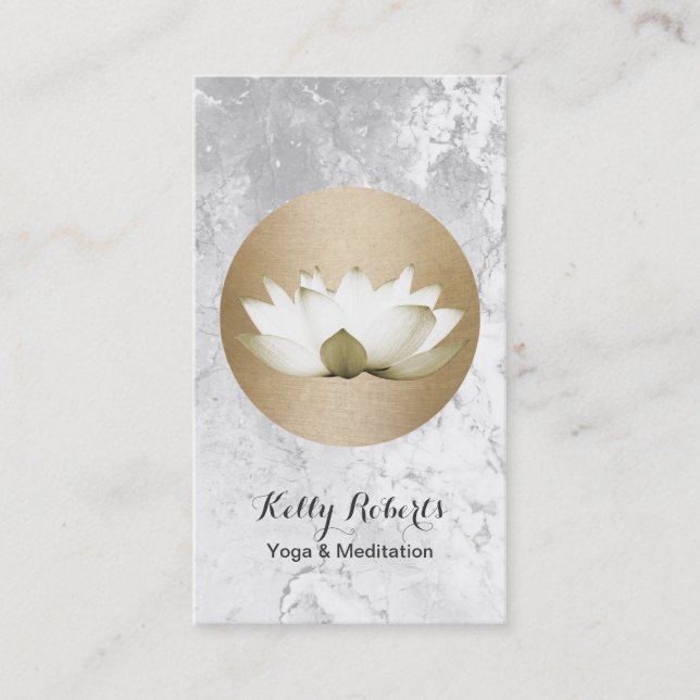 Yoga- & meditationlärareguld cirklar & lotusblomma visitkort (Framsida)