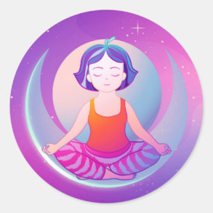 Yoga meditationsflicka runt klistermärke