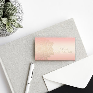 YOGA Meditationsinstruktör Chic Rosa Guld Mandala Visitkort