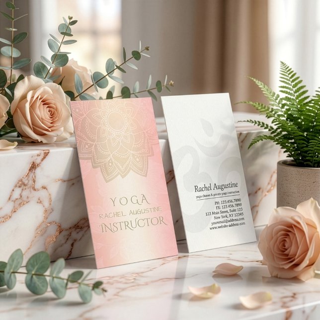 YOGA Meditationsinstruktör Chic Roséguld Mandala Visitkort (Skapare uppladdad)