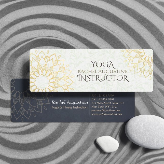 Yoga-meditationsinstruktör Guldblommig Mandala Mini Visitkort (Skapare uppladdad)