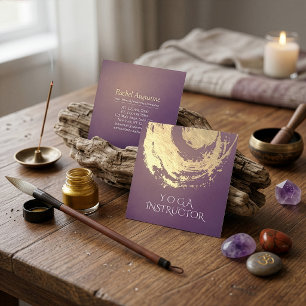 Yoga-meditationsinstruktör Lila Guld ZEN-symbol Fyrkantigt Visitkort
