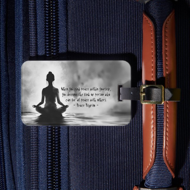 Yoga-meditationsinstruktör Lotus-pose bläckmåleri Bagagebricka (Framsida Insitu 4)