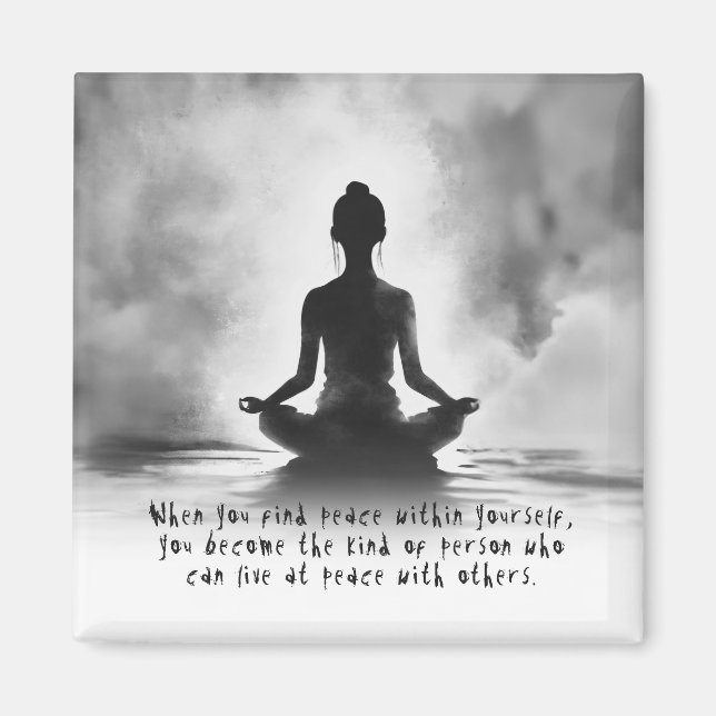 Yoga-meditationsinstruktör Lotus-pose bläckmåleri Magnet (Framsidan)