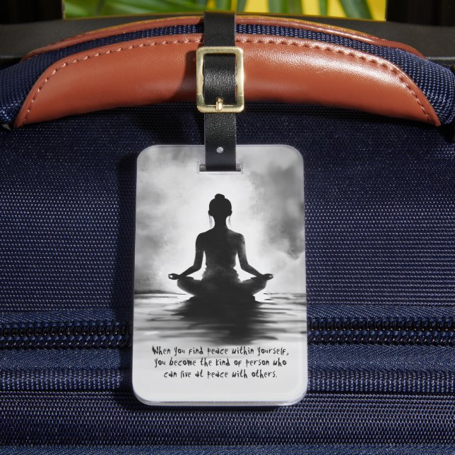 Yoga-meditationsinstruktör lotuspos ink-målning bagagebricka (Framsida Insitu 2)