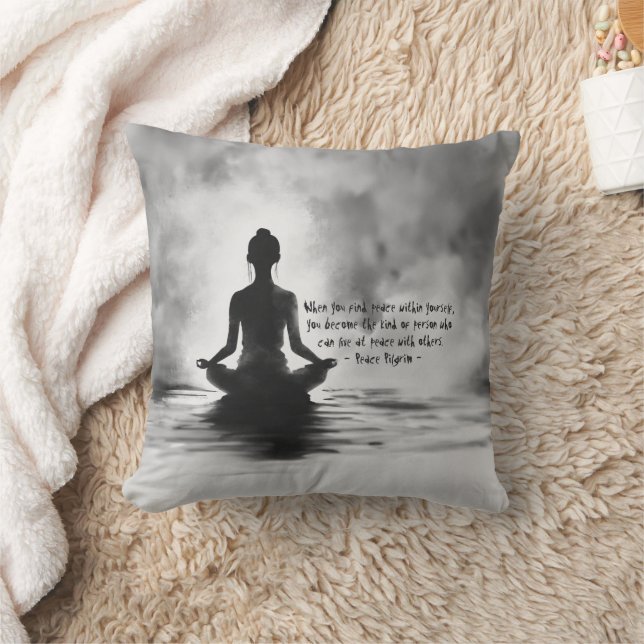 Yoga-meditationsinstruktör lotuspos ink-målning kudde (Filt)