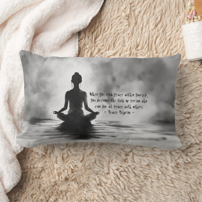 Yoga-meditationsinstruktör lotuspos ink-målning lumbarkudde (Filt)