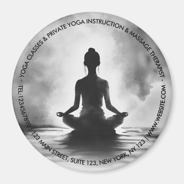 Yoga-meditationsinstruktör lotuspos ink-målning magnet (Framsidan)