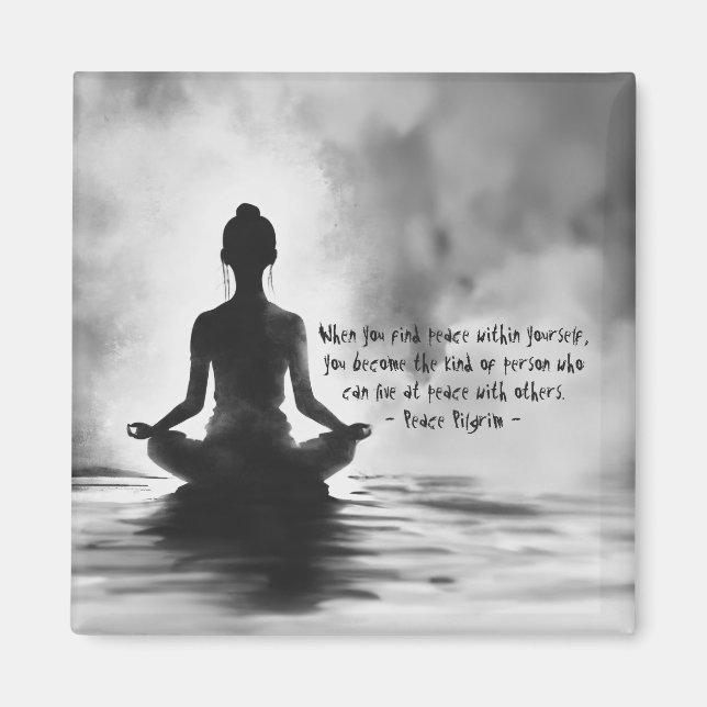 Yoga-meditationsinstruktör lotuspos ink-målning magnet (Framsidan)