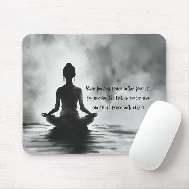 Yoga-meditationsinstruktör lotuspos ink-målning musmatta (Med mus)