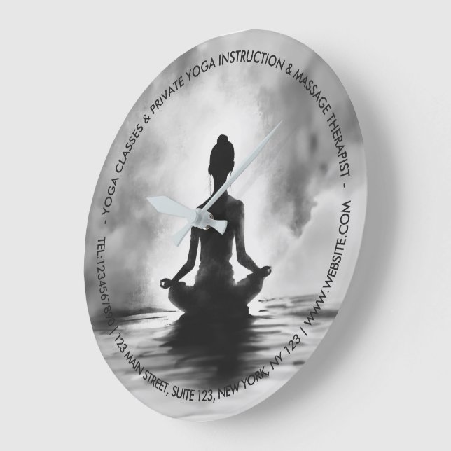 Yoga-meditationsinstruktör lotuspos ink-målning stor klocka (Vinkel)