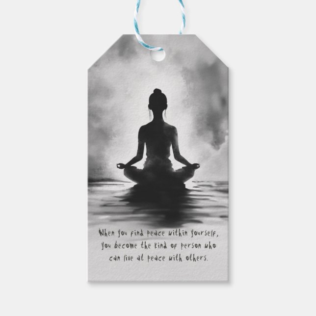 Yoga-meditationsinstruktör lotuspos inkritning presentetikett (Framsidan)