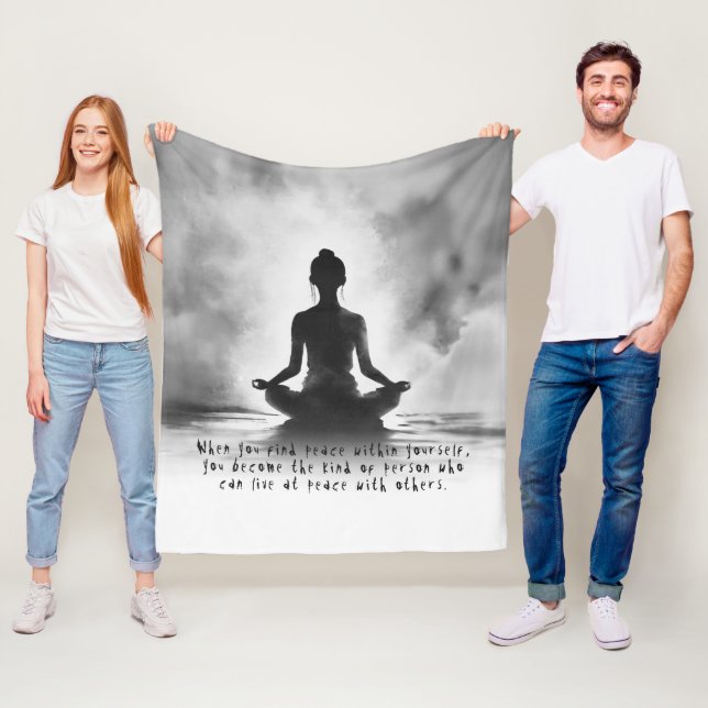 Yoga-meditationsinstruktör lotusposition bläckmåle fleecefilt (På plats)