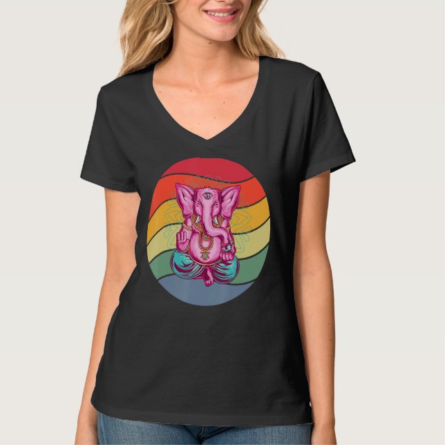 Yoga Mental Strenght Mandala Elephant Meditating T Shirt (Framsida)