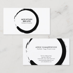Yoga Minimalist Black & White Enso Circle Motif Visitkort