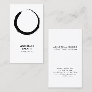 Yoga Minimalist Black & White Enso Circle Motif Visitkort