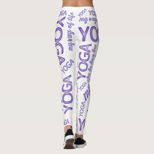 Yoga mitt sätt att leva Lila Typografi livsstil Leggings (Baksida)